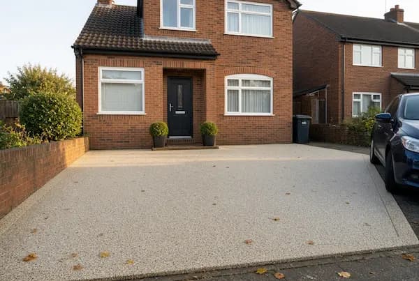 Freshly completed resin driveway outside a UK home